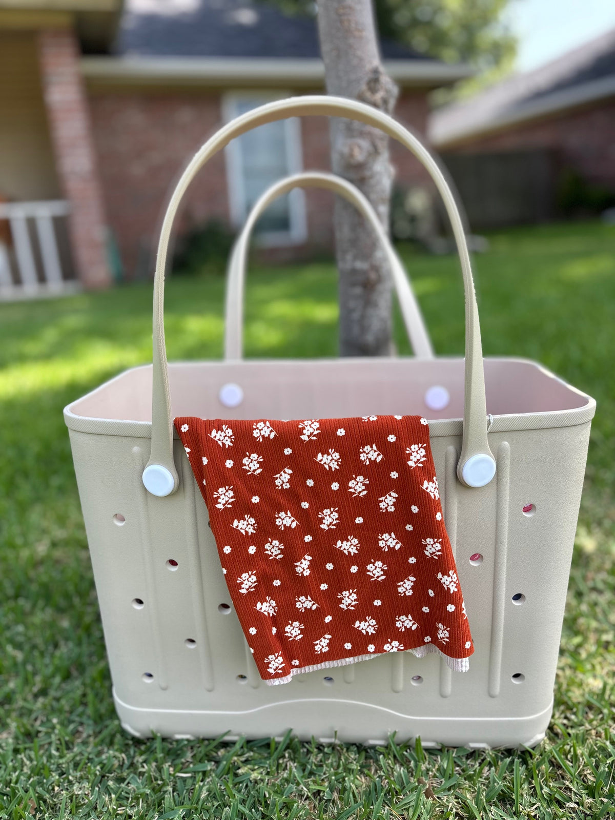 Rust Floral Tote Coat