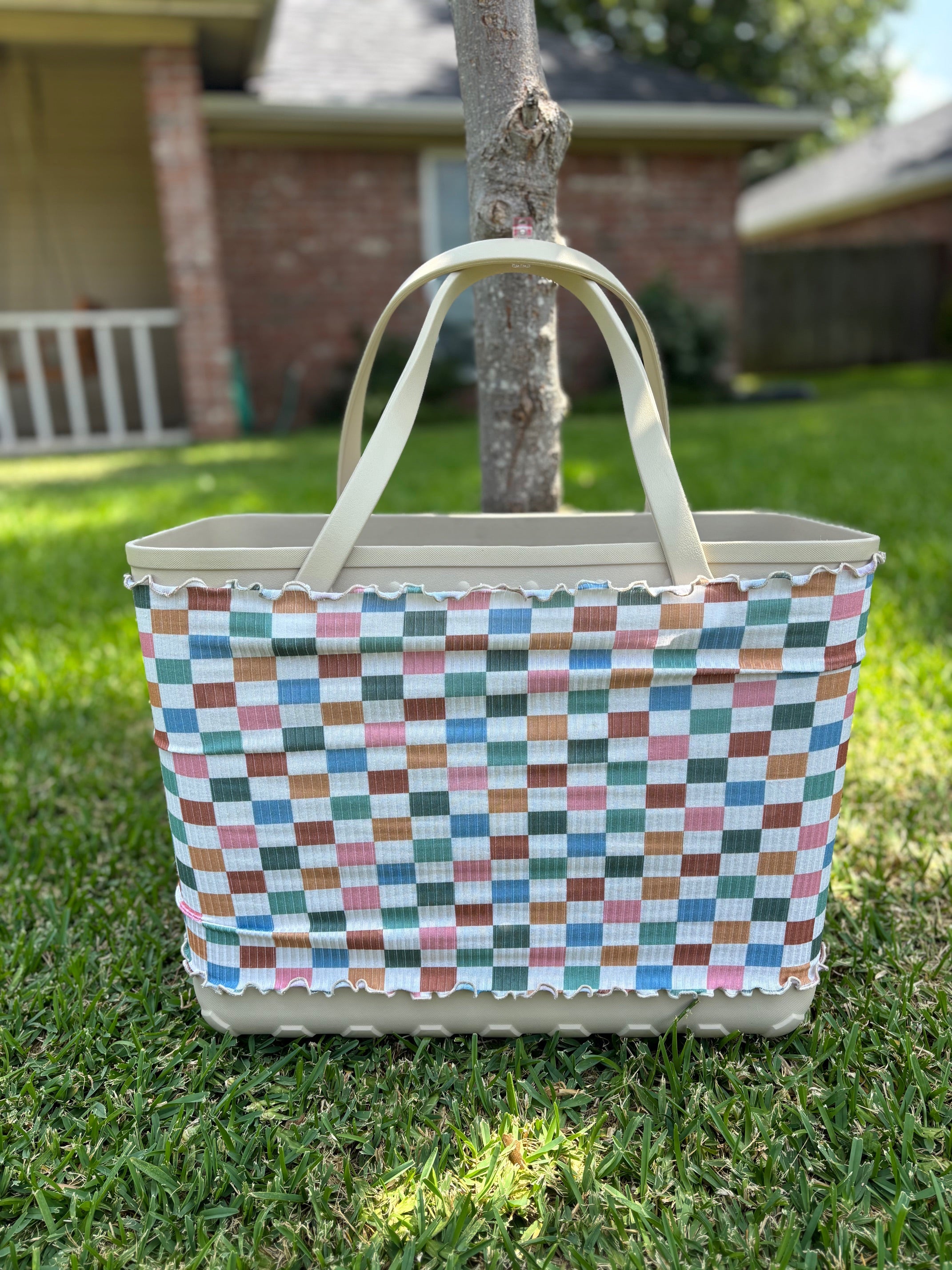 Fall Color Checkered Tote Coat