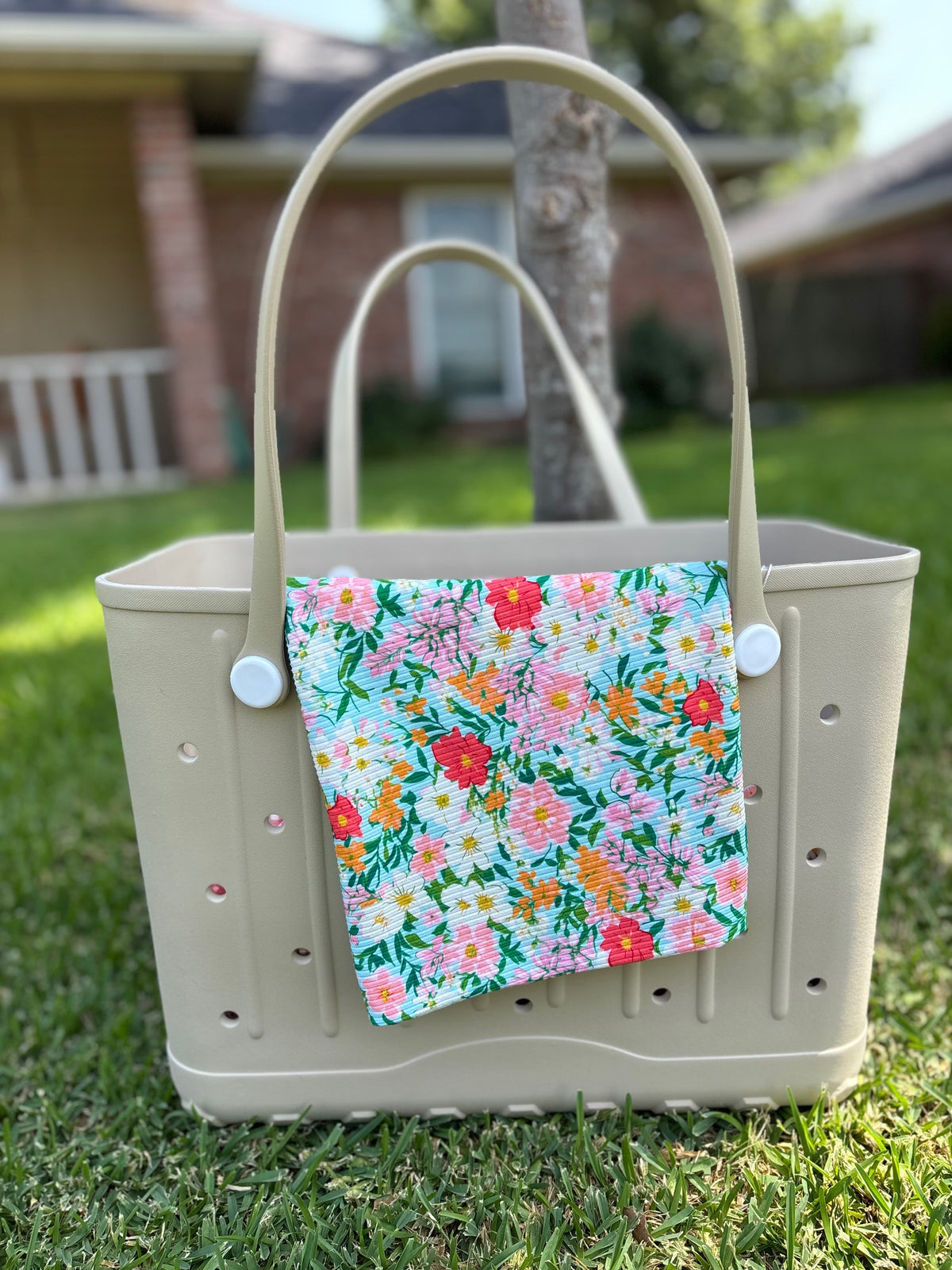 Light Blue Floral Tote Coat
